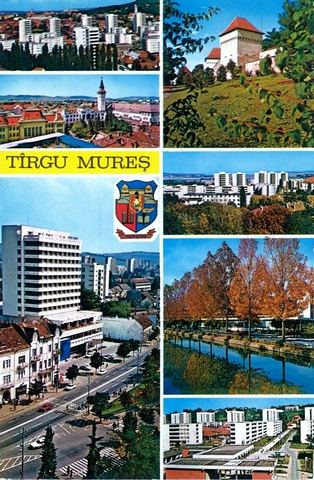 1330 - Targu Mures. 1. Cartierul Budal Nagy Antal. 2. Aspect citadin. 3l. Aspect citadin. 4. Cetatea. 5. Aleea Cornișa. 6. Aleea carpati. 7. Cartierul T. Vladimirescu